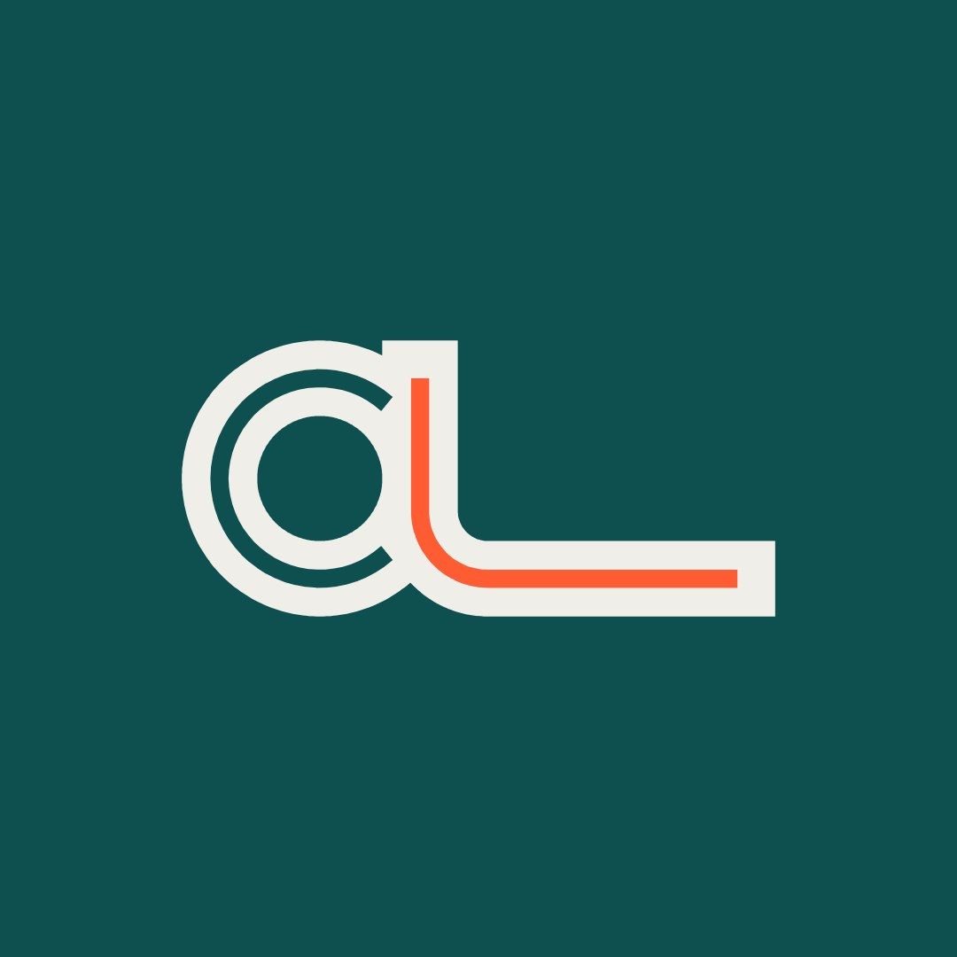 L’avatar Akline pour les réseaux : l’icône claire et son filet persimmon sur fond teal