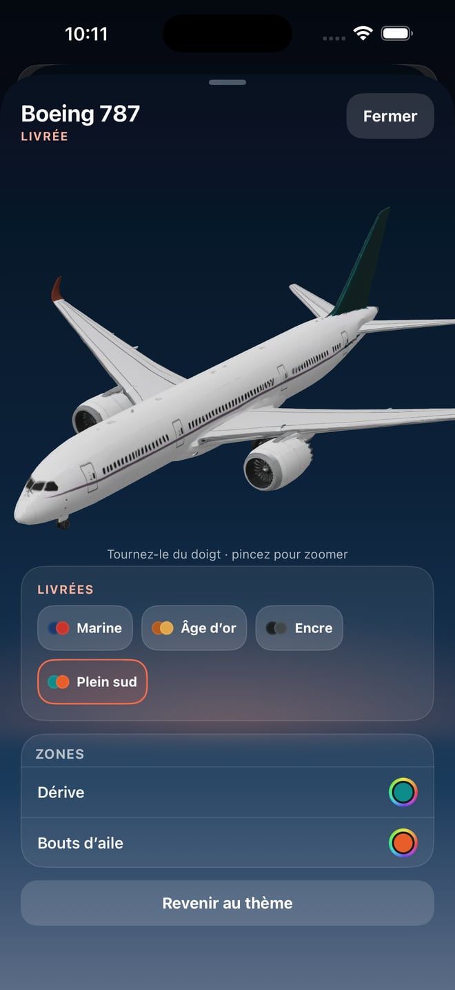 Jetstream sur iPhone : un Boeing 787 en 3D aux couleurs de la compagnie