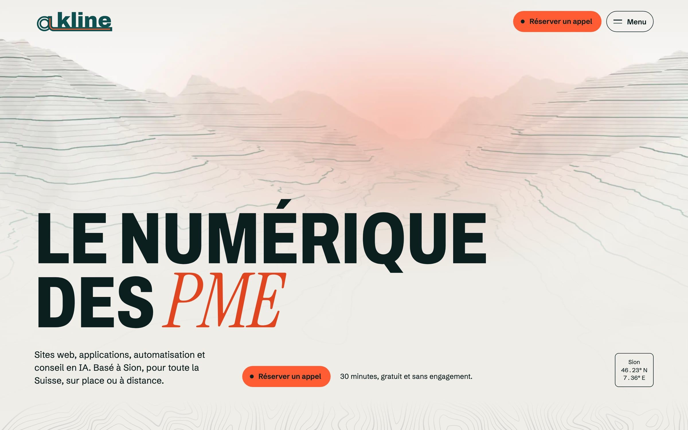 Le logo Akline en situation, dans l’en-tête de ce site, au-dessus du titre « Le numérique des PME »